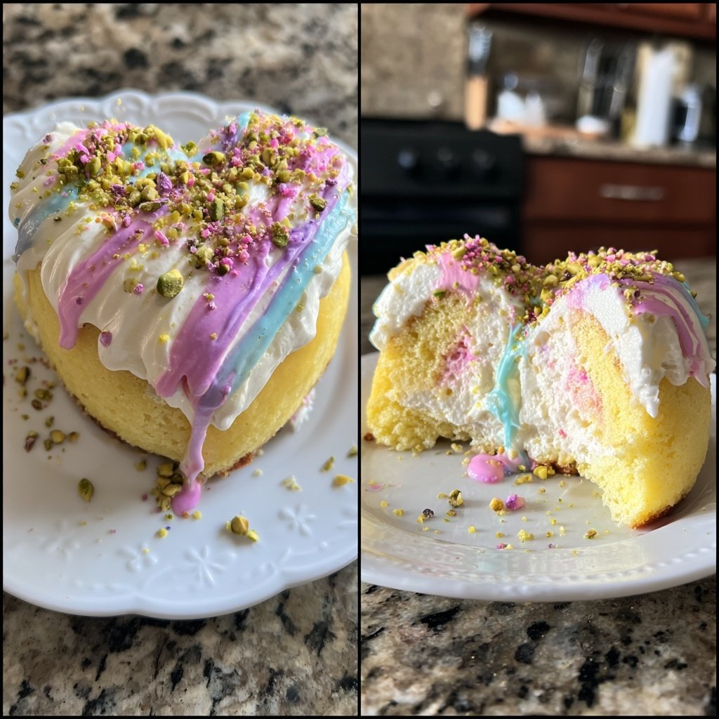 Mini Heart Cake with Lemon Pistachio Cream