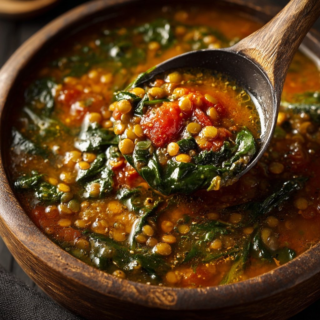 Healthy Crockpot Spinach Lentil Soup
